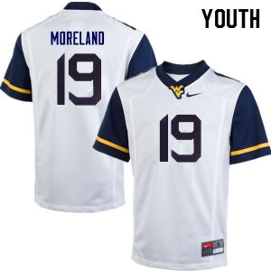 Youth West Virginia Mountaineers NCAA #19 Barry Moreland White Authentic Nike Stitched College Football Jersey QF15C61AH